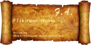 Flikinger Abony névjegykártya